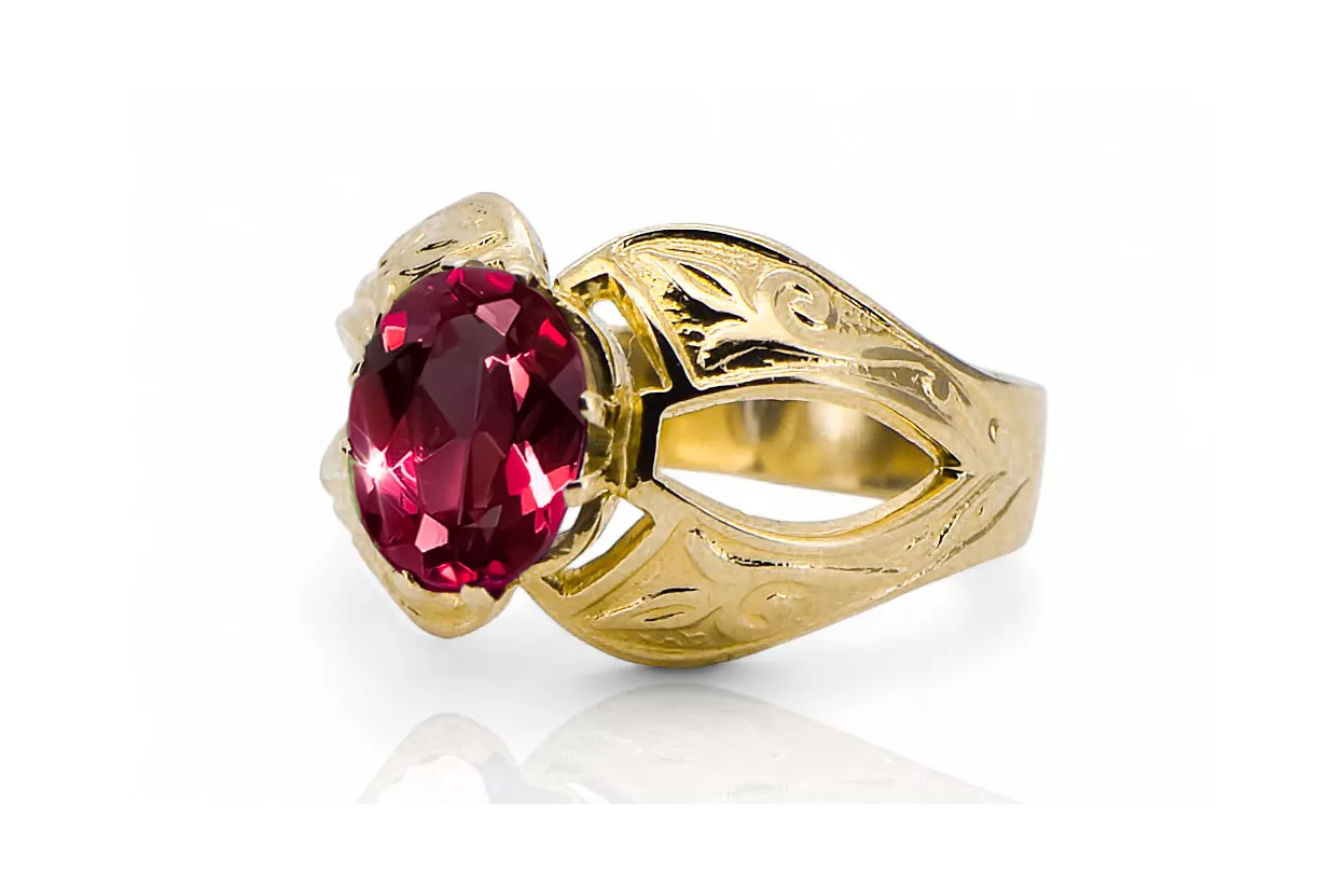 14K Yellow gold Ruby Ring Vintage style vrc135y
